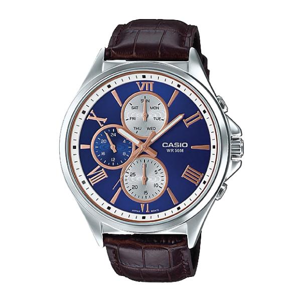 Casio Men's Standard Analog Dark Brown Leather Watch MTPE316L-2A MTP-E316L-2A Watchspree