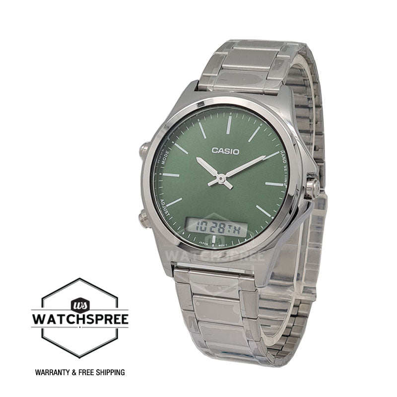 Casio Men's Standard Analog Digital Silver Stainless Steel Band Watch MTPVC01D-3E MTP-VC01D-3E Watchspree