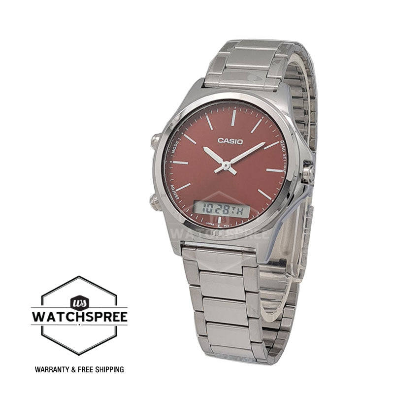 Casio Men's Standard Analog Digital Silver Stainless Steel Band Watch MTPVC01D-5E MTP-VC01D-5E Watchspree