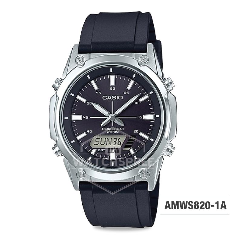 Casio Men's Standard Analog Digital Solar-Powered Black Resin Band Watch AMWS820-1A AMW-S820-1A Watchspree