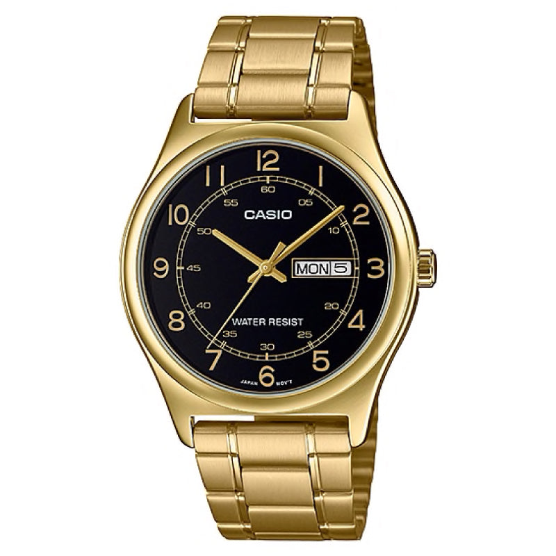 Casio Men's Standard Analog Gold Ion Plated Stainless Steel Band Watch MTPV006G-1B MTP-V006G-1B Watchspree