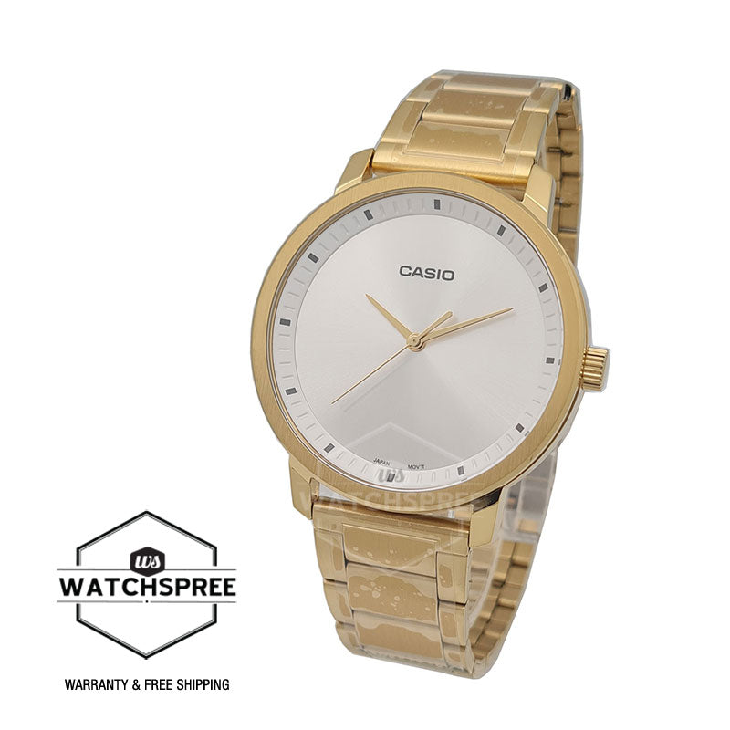 Casio Men's Standard Analog Gold Stainless Steel Band Watch MTPB115G-7E MTP-B115G-7E Watchspree