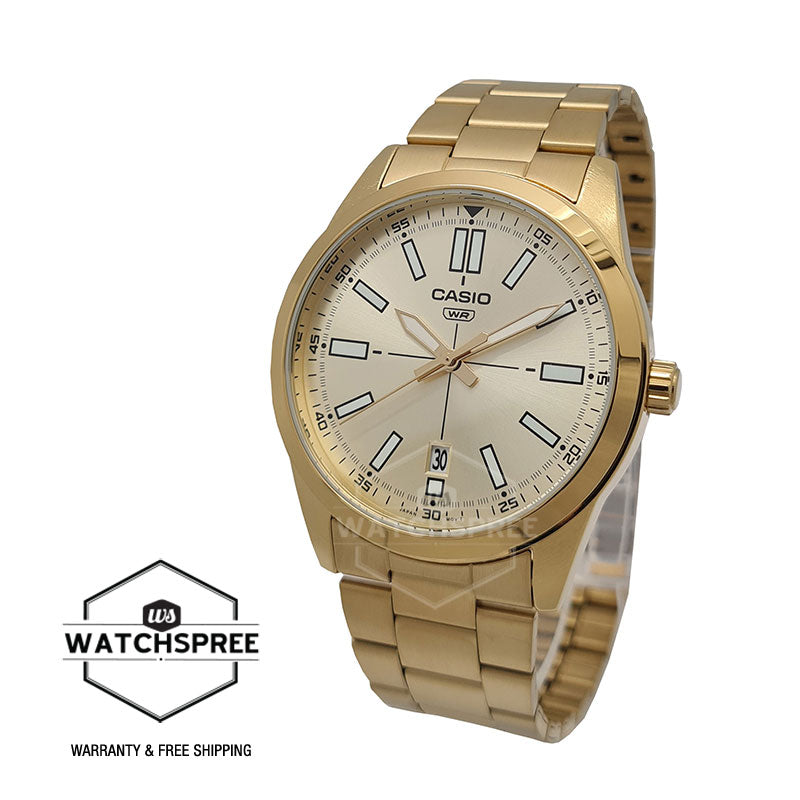Casio Men's Standard Analog Gold Stainless Steel Band Watch MTPVD02G-9E MTP-VD02G-9E Watchspree