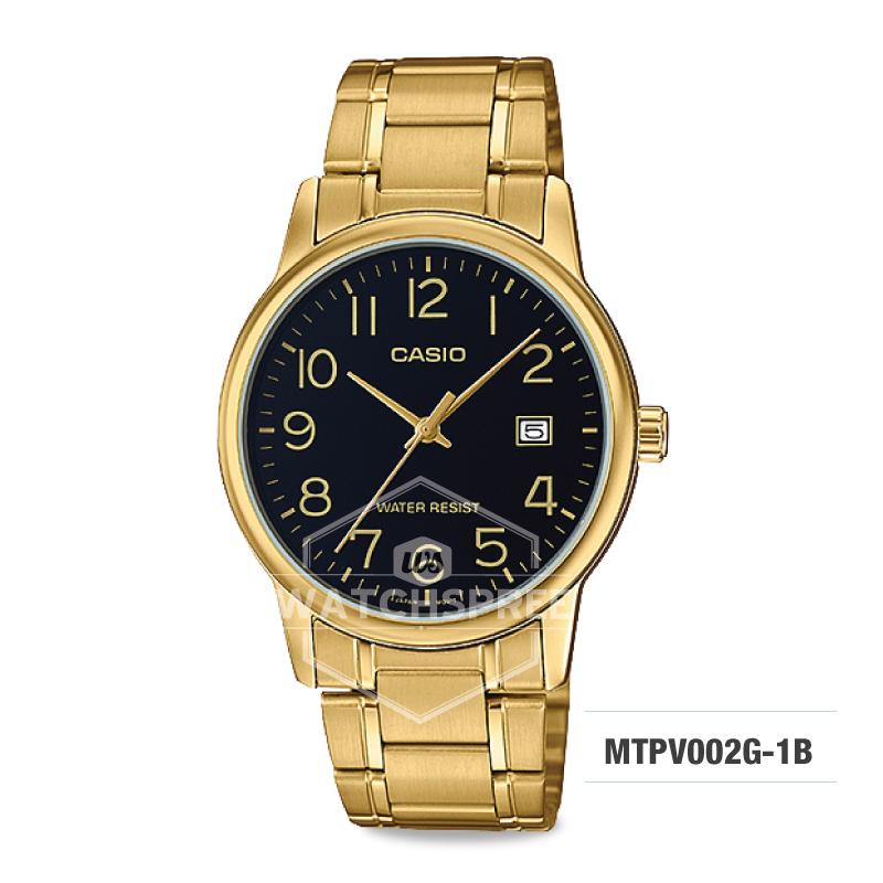 Casio Men's Standard Analog Gold Tone Stainless Steel Band Watch MTPV002G-1B MTP-V002G-1B Watchspree