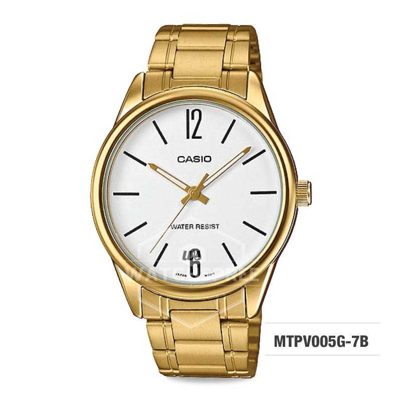 Casio Men's Standard Analog Gold Tone Stainless Steel Band Watch MTPV005G-7B MTP-V005G-7B Watchspree