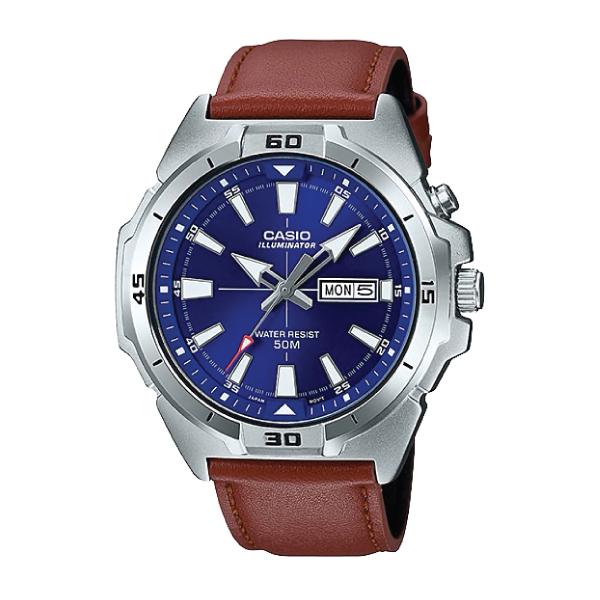 Casio Men's Standard Analog Light Brown Leather Strap Watch MTPE203L-2A MTP-E203L-2A Watchspree