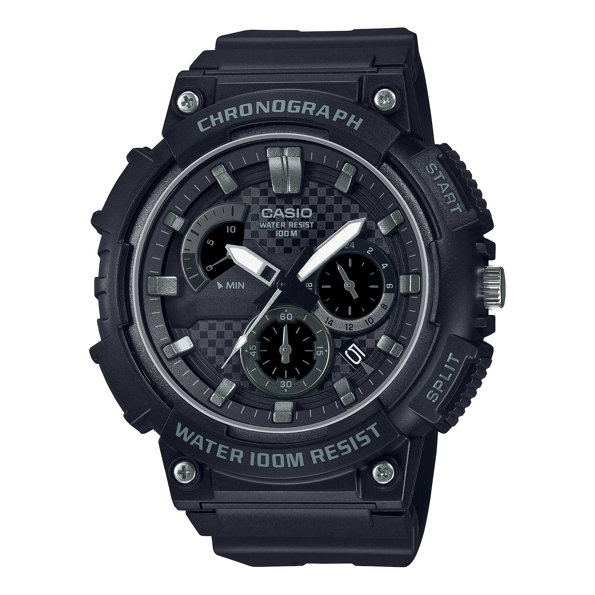 Casio Men's Standard Analog Retrograde Chronograph Black Resin Band Watch MCW200H-1A2 MCW-200H-1A2 Watchspree