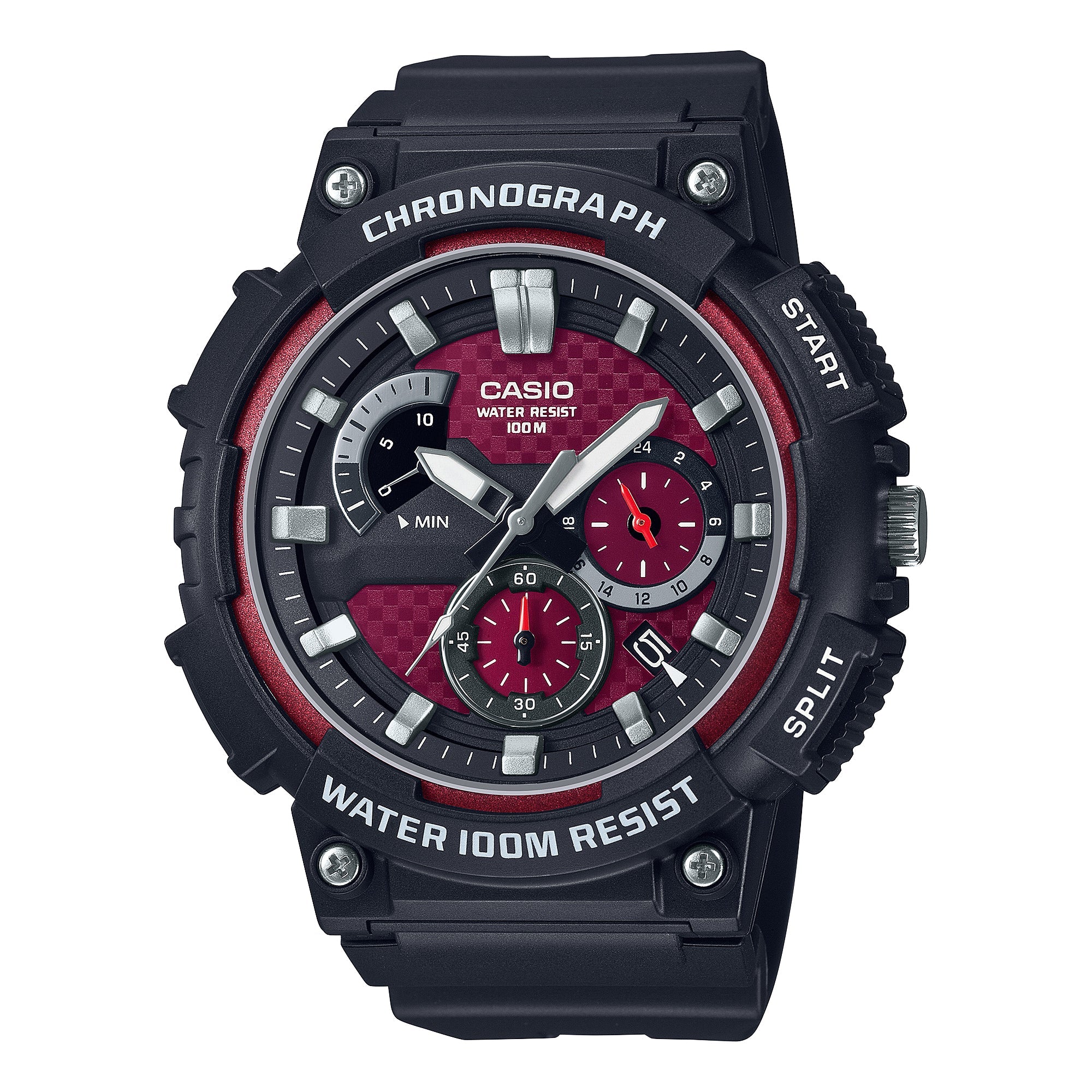 Casio Men's Standard Analog Retrograde Chronograph Black Resin Band Watch MCW200H-4A MCW-200H-4A Watchspree