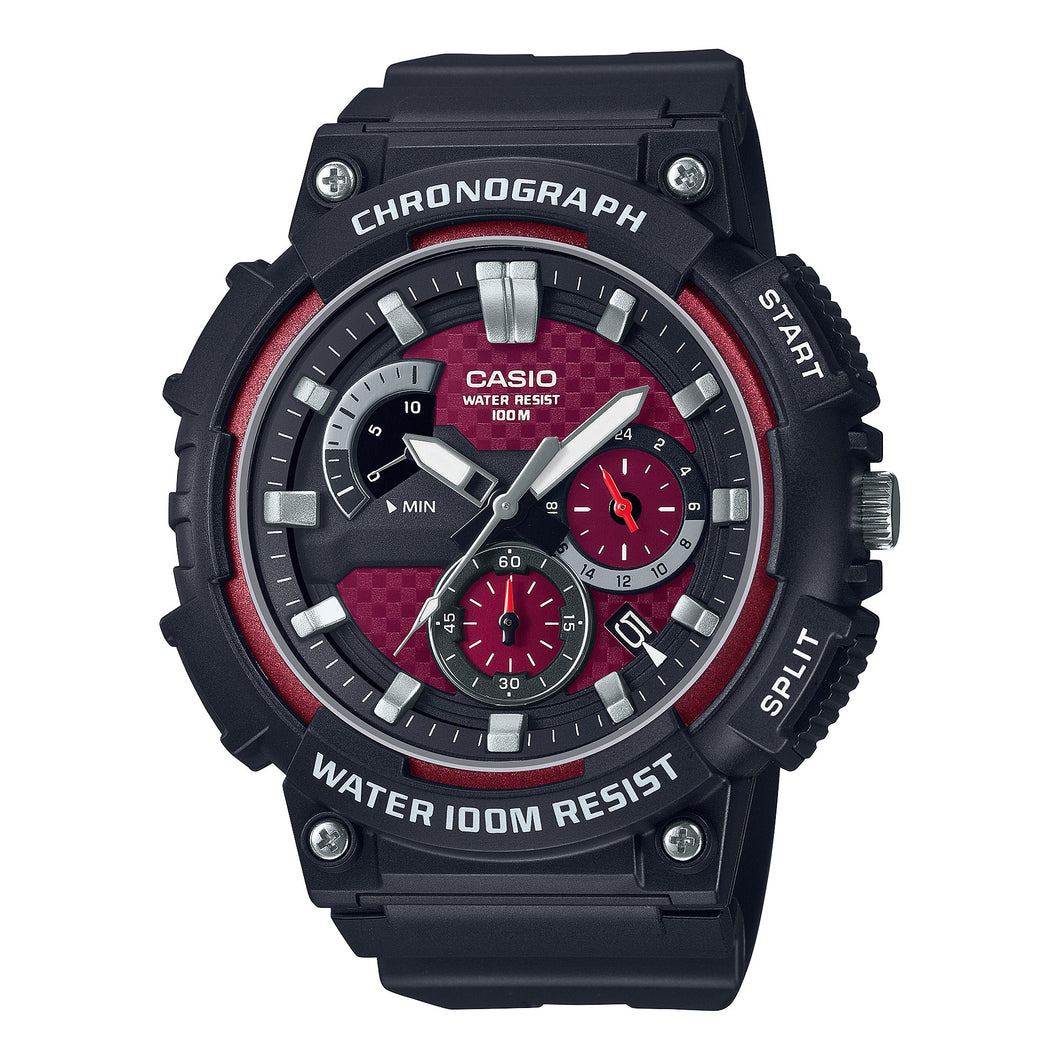 Casio Men's Standard Analog Retrograde Chronograph Black Resin Band Watch MCW200H-4A MCW-200H-4A Watchspree