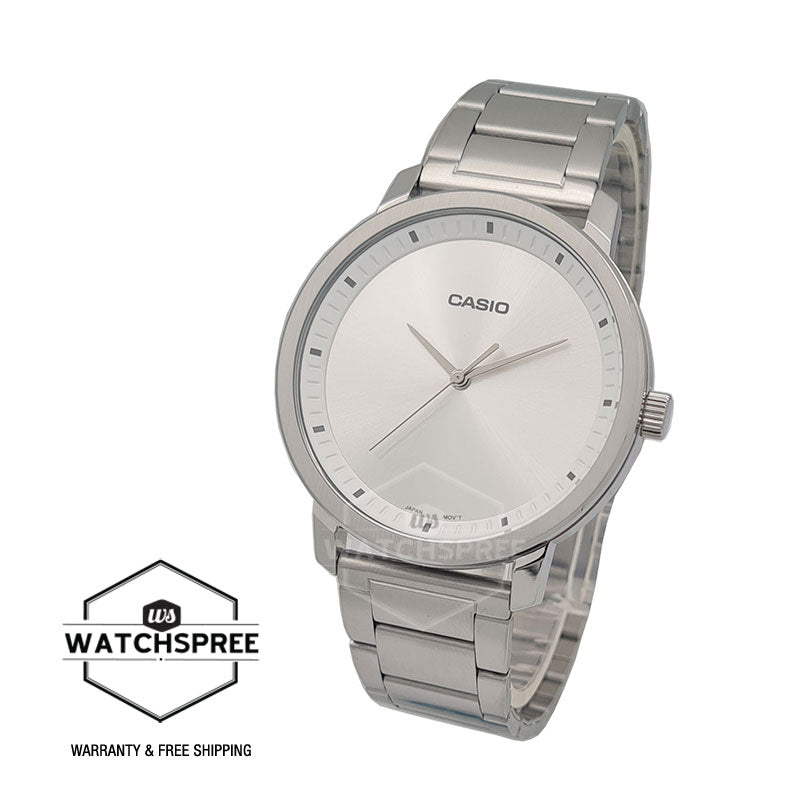 Casio Men's Standard Analog Silver Stainless Steel Band Watch MTPB115D-7E MTP-B115D-7E Watchspree
