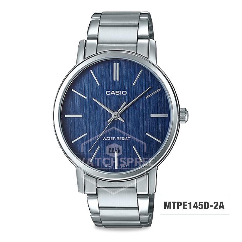 Casio Men's Standard Analog Silver Stainless Steel Band Watch MTPE145D-2A MTPE145D-2A Watchspree