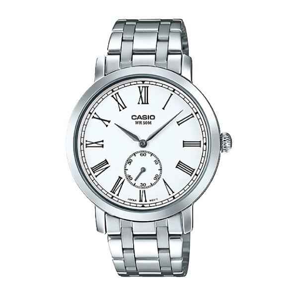 Casio Men's Standard Analog Silver Stainless Steel Band Watch MTPE150D-7B MTP-E150D-7B Watchspree