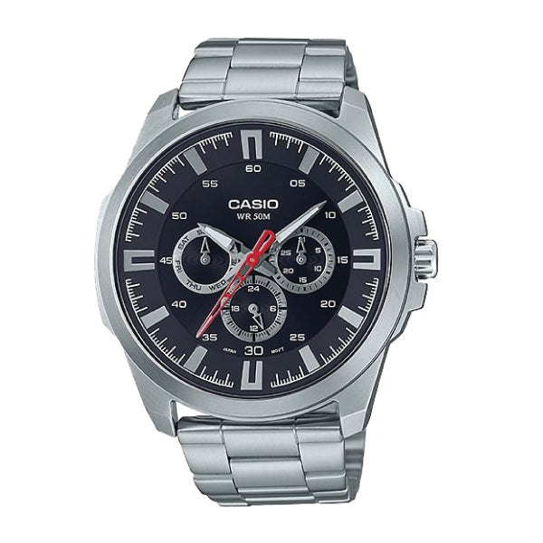 Casio Men's Standard Analog Silver Stainless Steel Band Watch MTPSW310D-1A MTP-SW310D-1A Watchspree