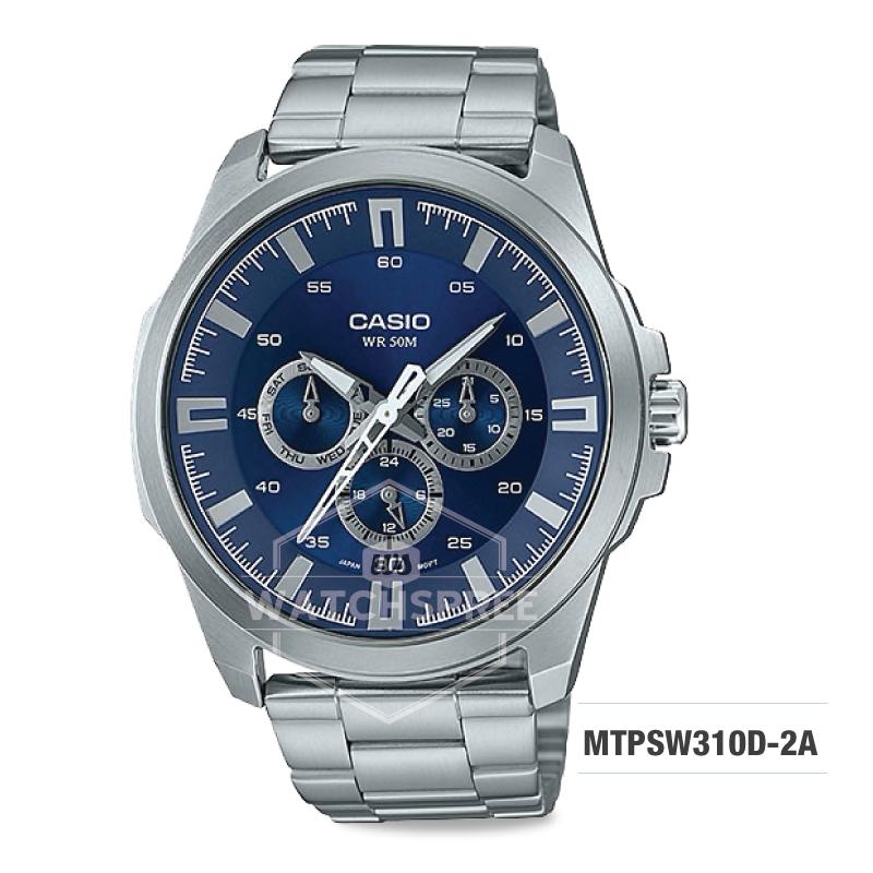 Casio Men's Standard Analog Silver Stainless Steel Band Watch MTPSW310D-2A MTP-SW310D-2A Watchspree