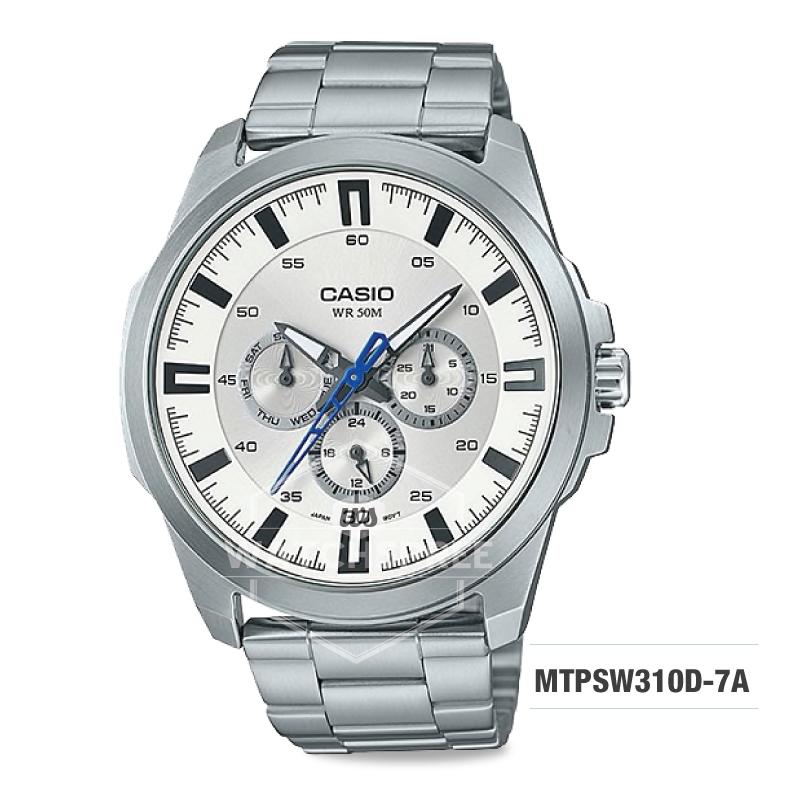 Casio Men's Standard Analog Silver Stainless Steel Band Watch MTPSW310D-7A MTP-SW310D-7A Watchspree