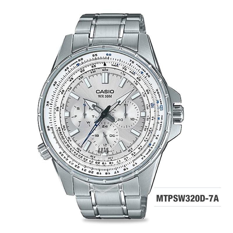 Casio Men's Standard Analog Silver Stainless Steel Band Watch MTPSW320D-7A MTP-SW320D-7A Watchspree