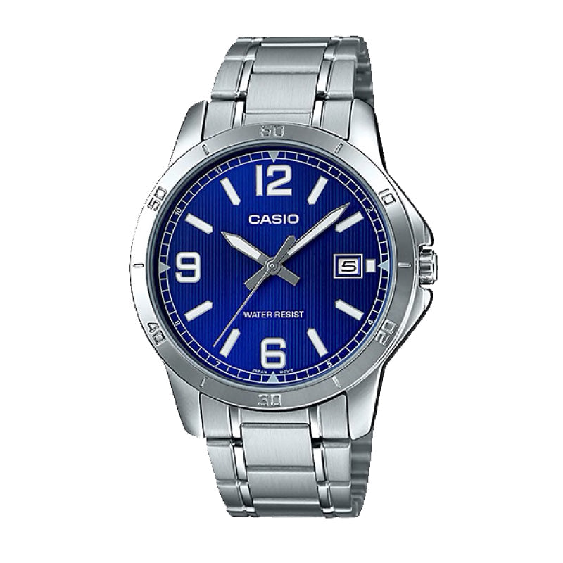 Casio Men's Standard Analog Silver Stainless Steel Band Watch MTPV004D-2B MTP-V004D-2B Watchspree