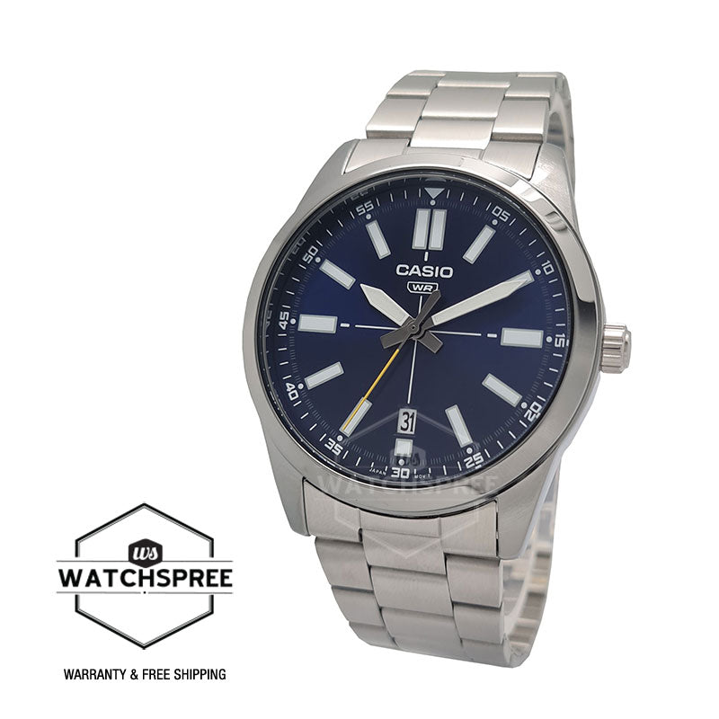 Casio Men's Standard Analog Silver Stainless Steel Band Watch MTPVD02D-2E MTP-VD02D-2E Watchspree