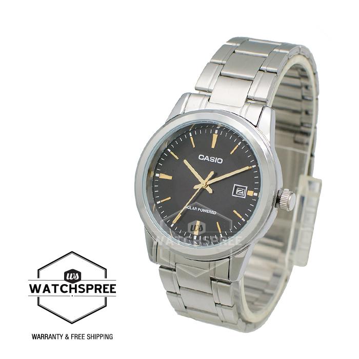Casio Men's Standard Analog Solar-Powered Silver Stainless Steel Band Watch MTPVS01D-1A MTP-VS01D-1A Watchspree
