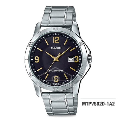 Casio Men's Standard Analog Solar-Powered Silver Stainless Steel Watch MTPVS02D-1A2 MTP-VS02D-1A2 Watchspree