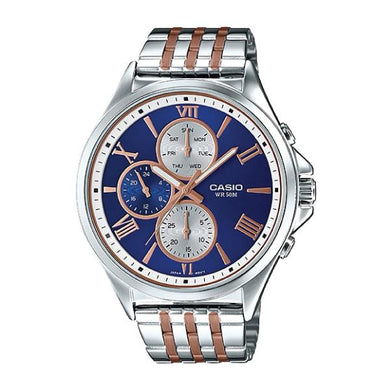 Casio Men's Standard Analog Two Tone Rose Gold Ion Plated Band Watch MTPE316RG-2A MTP-E316RG-2A Watchspree