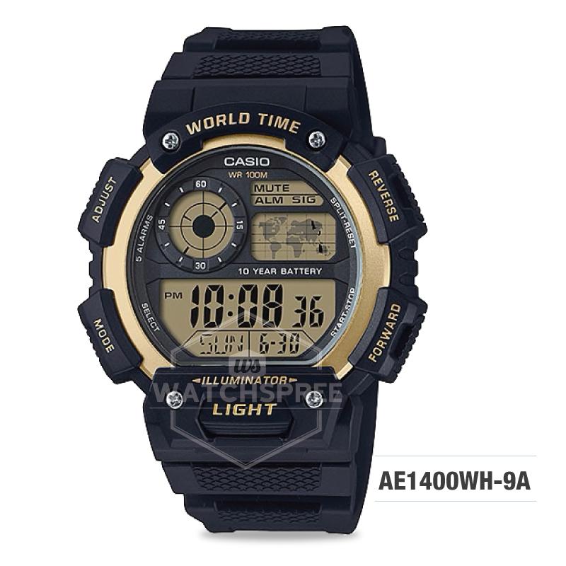Casio Men's Standard Digital Black Resin Band Watch AE1400WH-9A AE-1400WH-9A Watchspree