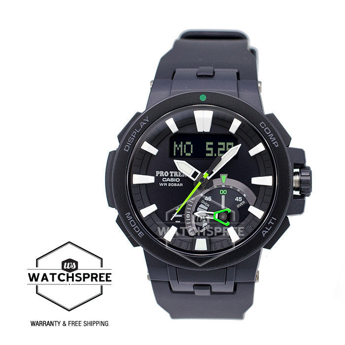 Casio Pro Trek PRW-7000 Series Triple Sensor Version 3 Black Resin Band Watch PRW7000-1A Watchspree