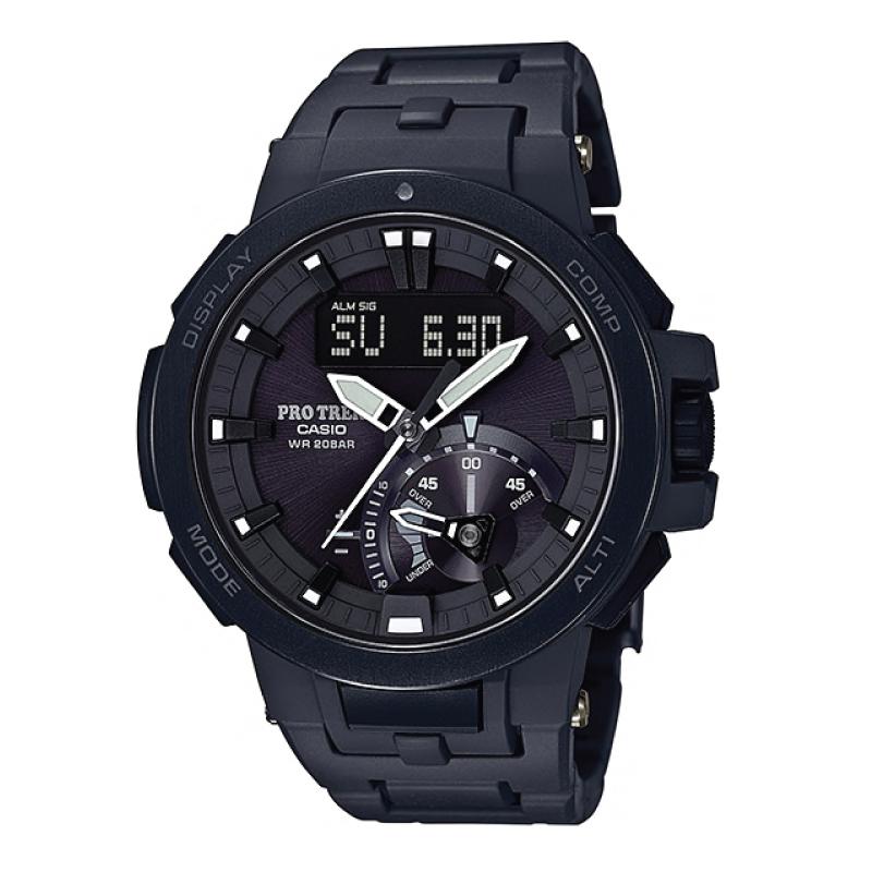 Casio Pro Trek PRW-7000FC Series Triple Sensor Version 3 Black Resin Band Watch PRW7000FC-1B PRW-7000FC-1B Watchspree