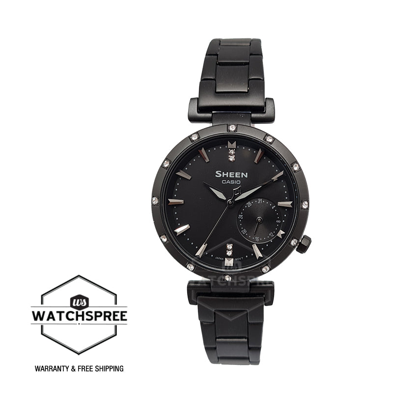 Casio Sheen Design Theme Series Black Ion Plated Stainless Steel Band Watch SHE4051BD-1A SHE-4051BD-1A Watchspree