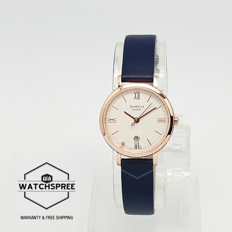Casio Sheen Sapphire Crystal Lineup Slim Case Blue Leather Strap Watch SHE4540CGL-7A SHE-4540CGL-7A Watchspree