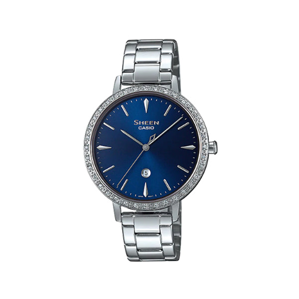 Casio Sheen Sapphire Crystal Lineup with SwarovskiÇ?Çî’??? Crystals Stainless Steel Band Watch SHE4535YD-2A SHE-4535YD-2A