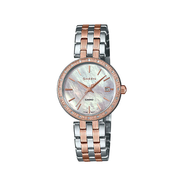 Casio Sheen with Swarovski‚Äö√†√∂‚àö√°¬¨¬®‚àö√ú Crystals Two-Tone Stainless Steel Band Watch SHE4060SG-7A SHE-4060SG-7A Watchspree