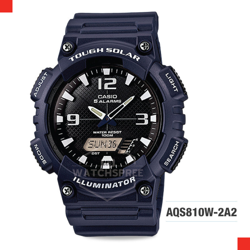 Aq S810w Aqs 810 Casio Men's Analog Digital Tough Solar Blue Resin