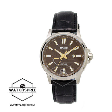 Casio Standard Analog Black Leather Strap Watch MTPE137L-5A Watchspree