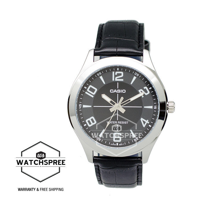 Casio Standard Analog Black Leather Strap Watch MTPVX01L-1B Watchspree