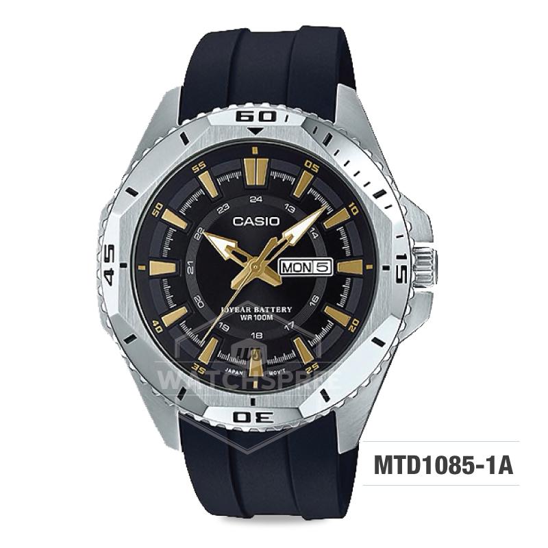 Casio Standard Analog Black Resin Strap Watch MTD1085-1A Watchspree