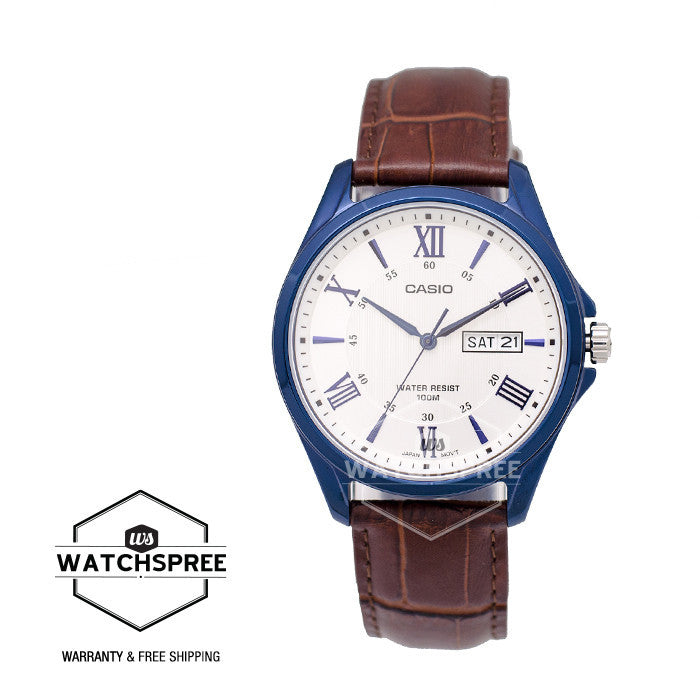 Casio Standard Analog Brown Leather Strap Watch MTP1384BUL-5A Watchspree
