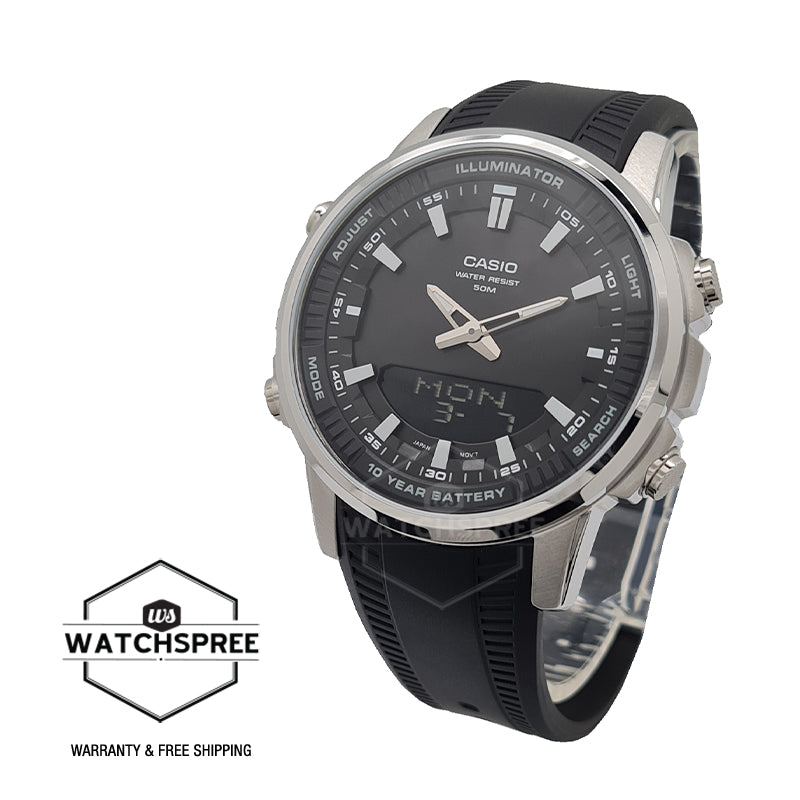 Casio Standard Analog-Digital Black Resin Band Watch AMW880-1A AMW-880-1A Watchspree