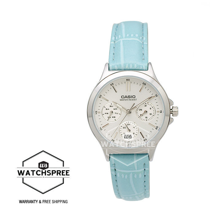 Casio Standard Analog Ladies Blue Leather Strap Band Watch LTPV300L-2A Watchspree