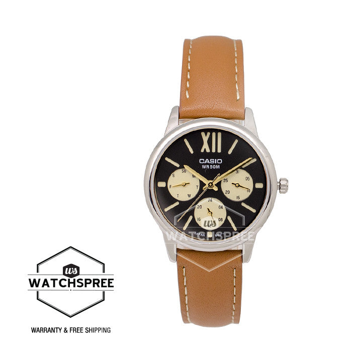Casio Standard Analog Ladies' Brown Leather Strap Watch LTPE312L-5B Watchspree