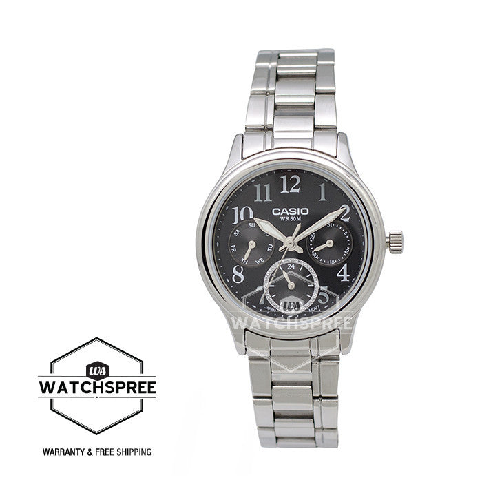 Casio Standard Analog Ladies Stainless Steel Band Watch LTPE306D-1B Watchspree