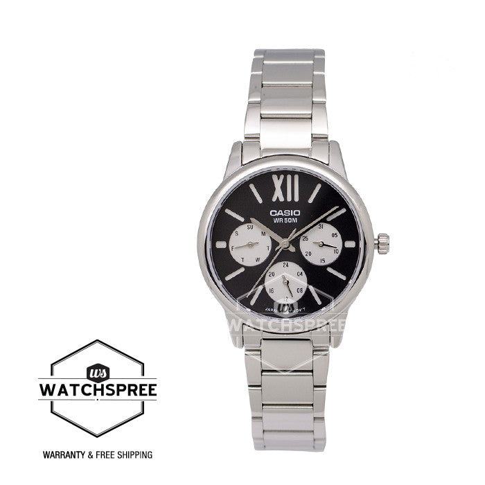 Casio Standard Analog Ladies' Stainless Steel Band Watch LTPE312D-1B Watchspree