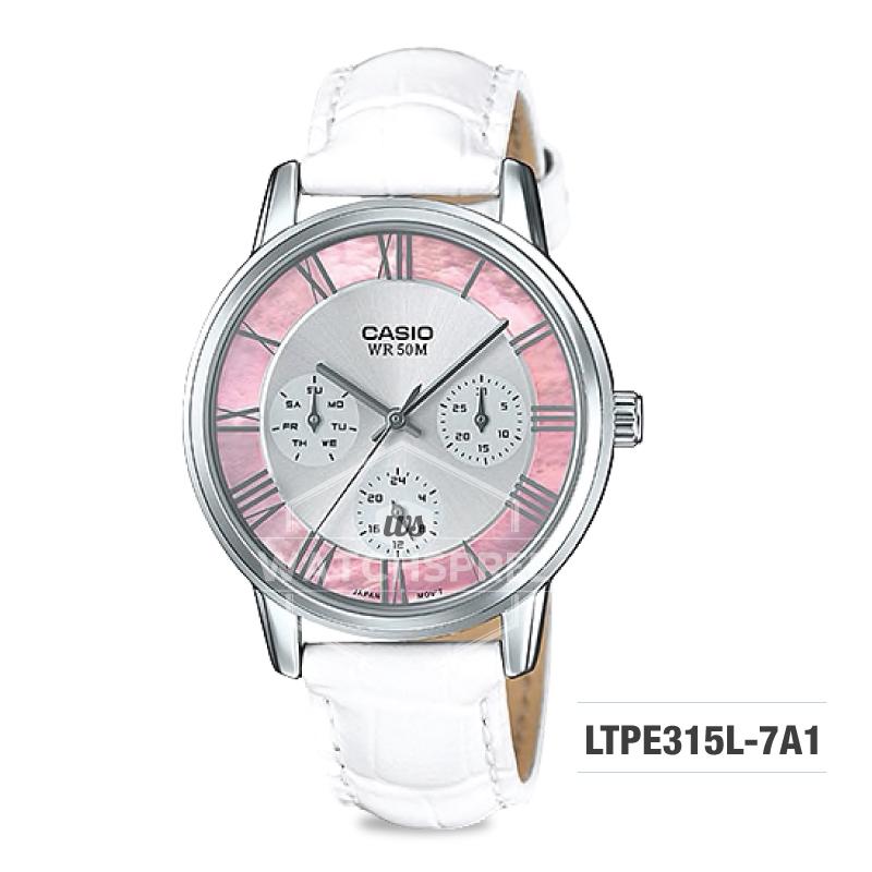 Casio Standard Analog-Ladies White Leather Strap Watch LTPE315L-7A1 Watchspree