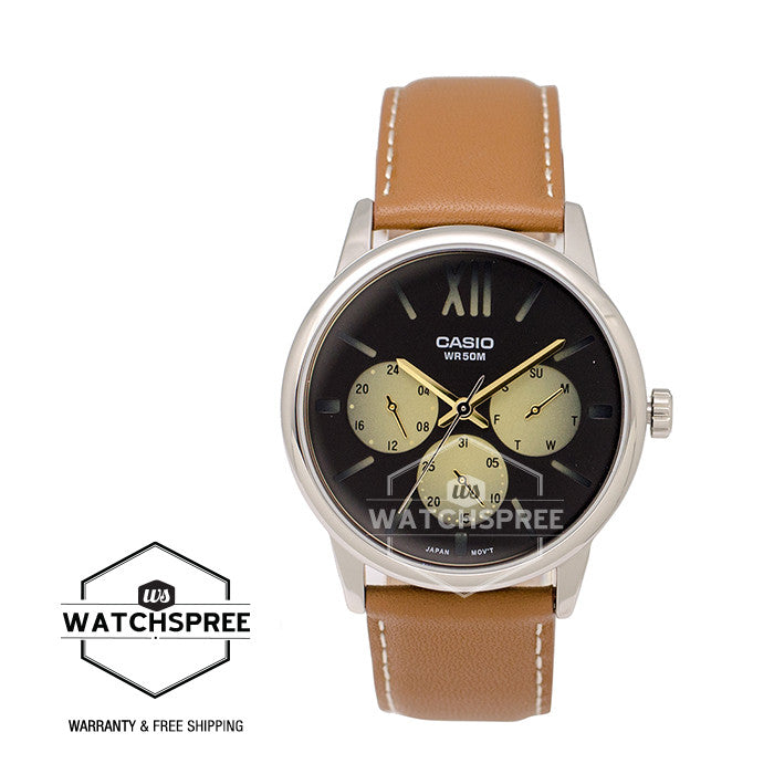 Casio Standard Analog Men's Brown Leather Strap Watch MTPE312L-5B Watchspree
