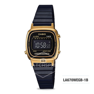 Casio Standard Digital Black Ion Plated Stainless Steel Band Watch LA670WEGB-1B Watchspree