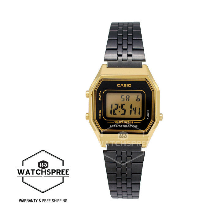 Casio Standard Digital Black Ion Plated Stainless Steel Watch LA680WEGB-1A Watchspree