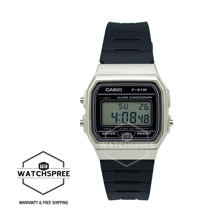 Casio Standard Digital Black Resin Band Watch F91WM-7A Watchspree