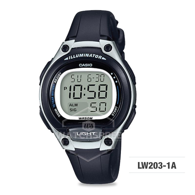 Casio Standard Digital Black Resin Strap Watch LW203-1A Watchspree