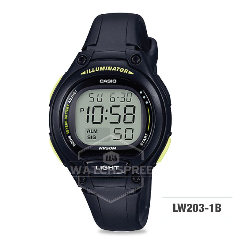 Casio Standard Digital Black Resin Strap Watch LW203-1B Watchspree