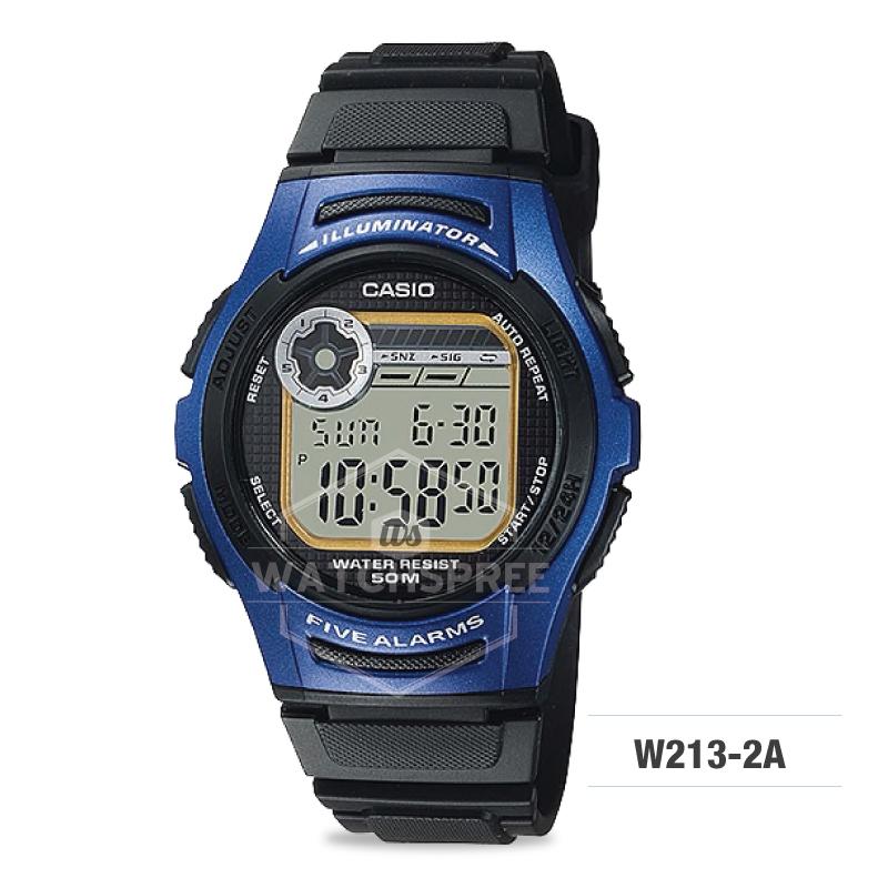 Casio Standard Digital Black Resin Strap Watch W213-2A Watchspree
